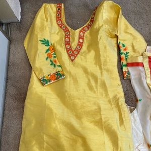 Yellow floral patiala salwar suit
